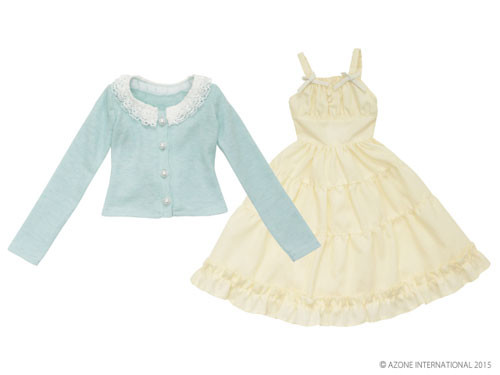 Fluffy Cardigan & Camisole Onepiece Set (Mint × Yellow), Azone, Accessories, 1/3, 4582119980078